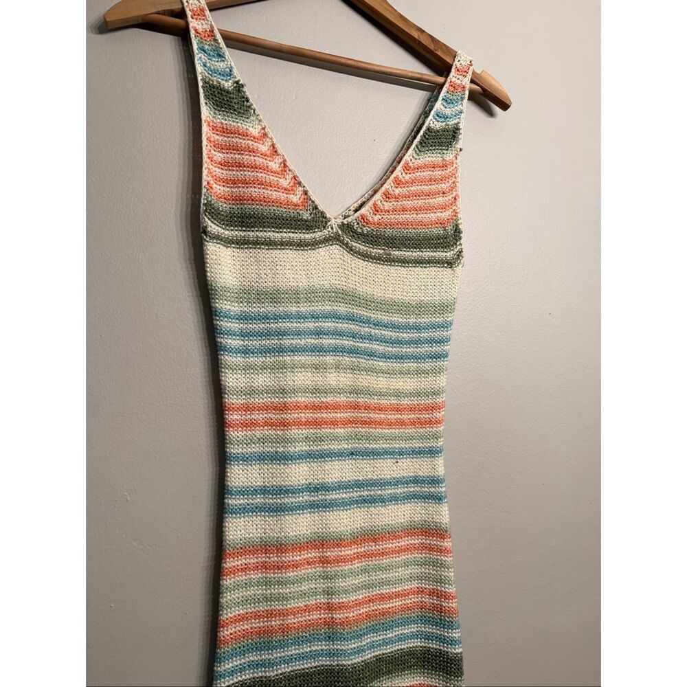 Altar’d State Multicolor Striped Crochet-Knit V Neck Sleeveless Maxi Dress Small - Picture 3 of 4